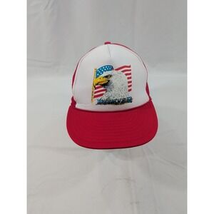 Vintage Nissin‎ Strapback Eagle America Forever Rock Flag And Eagle Red Mesh